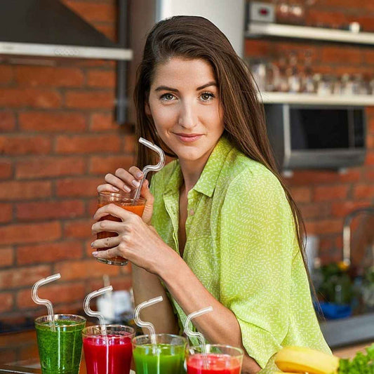 Anti-Wrinkle Glass Drinking Straws - Eco-Friendly 2 Pack
