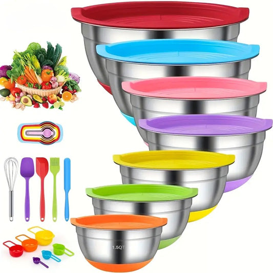 18pcs Stainless Steel Mixing Bowls Set with Airtight Lids