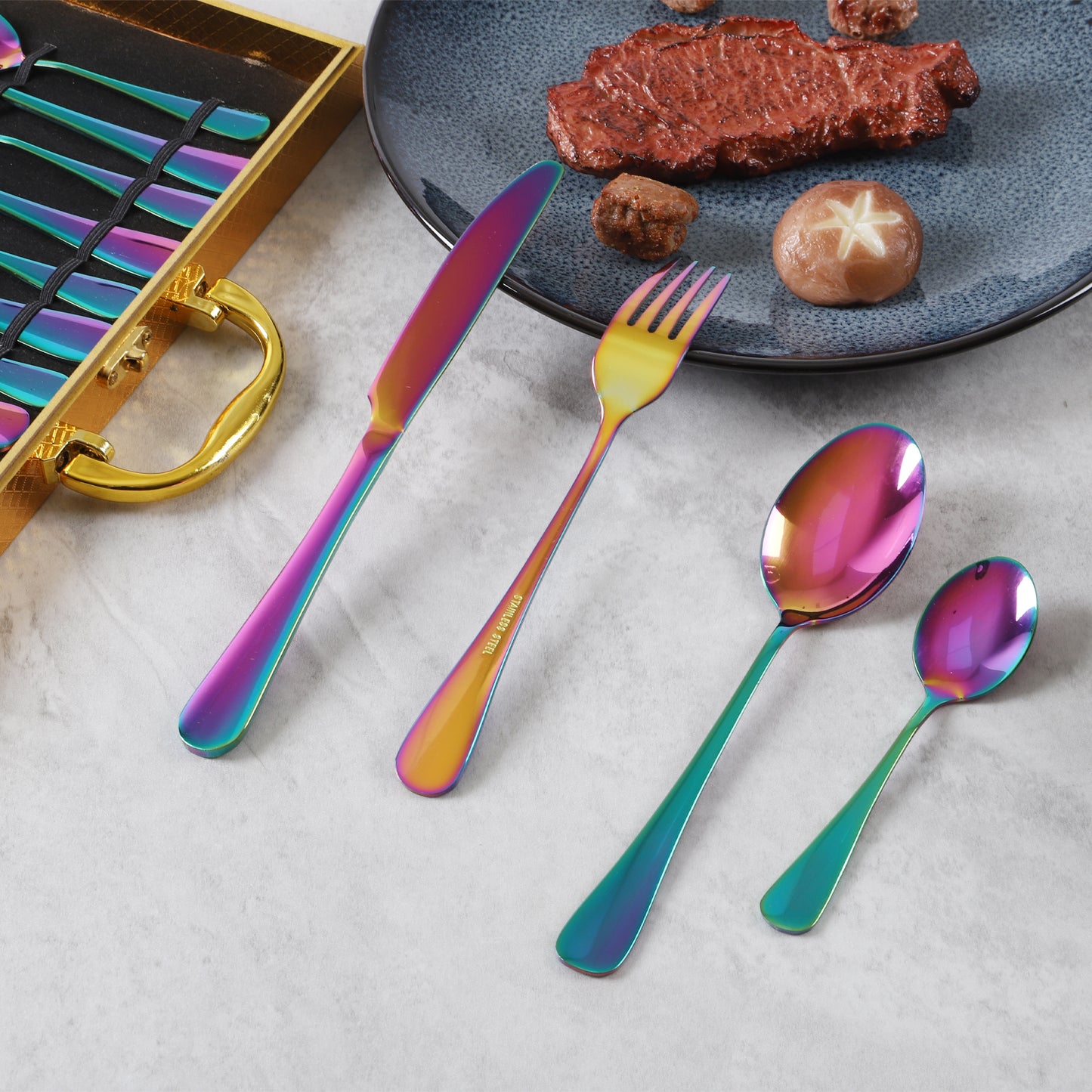 Luxury 24-Piece Stainless Steel Tableware Set