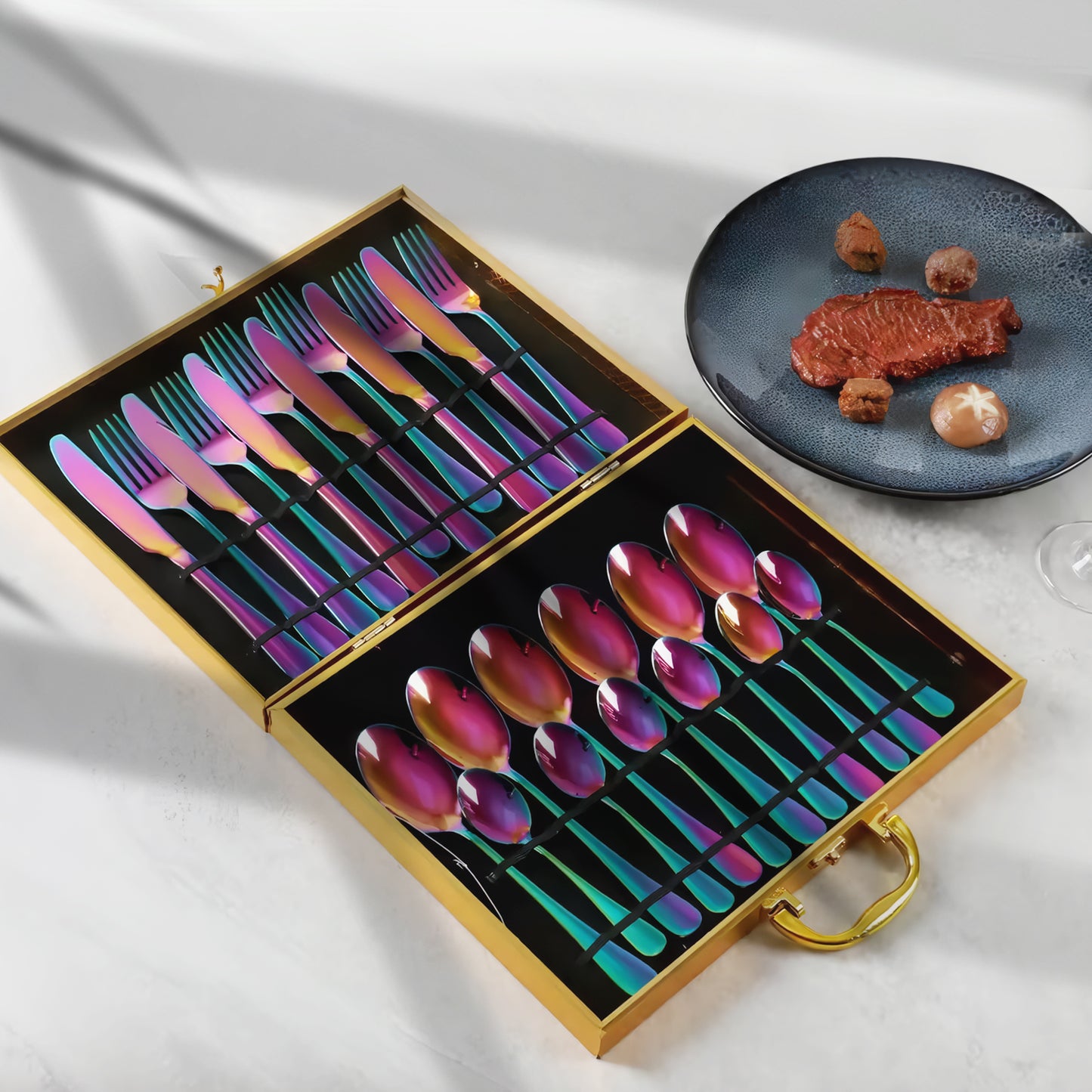 Luxury 24-Piece Stainless Steel Tableware Set