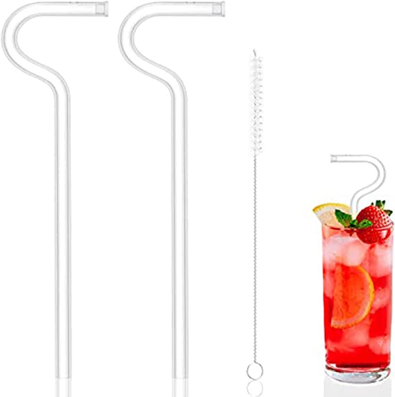 Anti-Wrinkle Glass Drinking Straws - Eco-Friendly 2 Pack