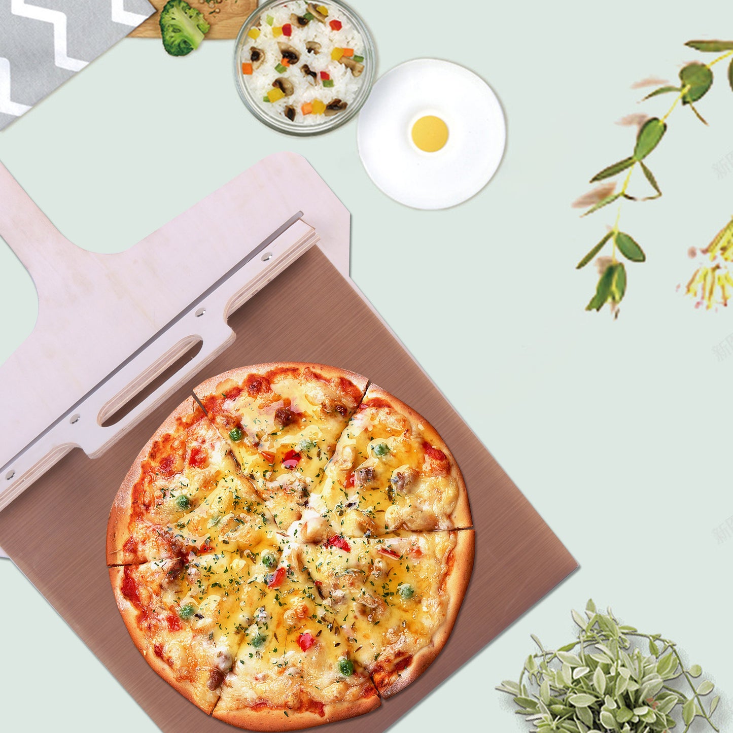 Detachable Wooden Pizza Sliding Shovel with Handle