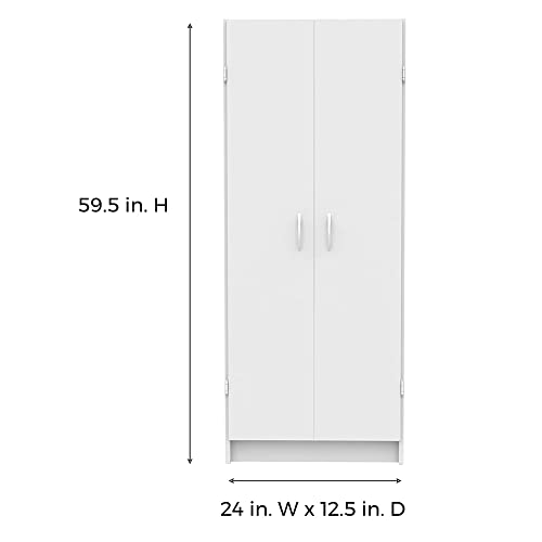 ClosetMaid Pantry Cabinet Cupboard, White, Adjustable Shelves, 59.5" H x 24" W x 12.5" D