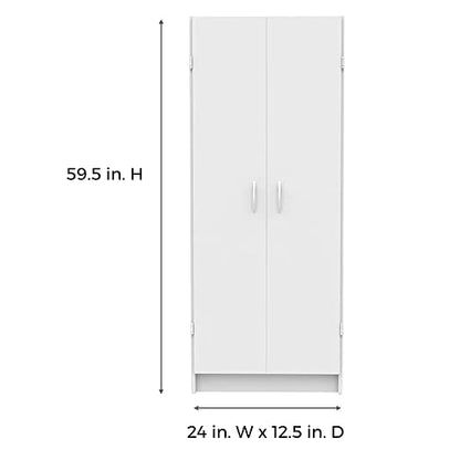 ClosetMaid Pantry Cabinet Cupboard, White, Adjustable Shelves, 59.5" H x 24" W x 12.5" D