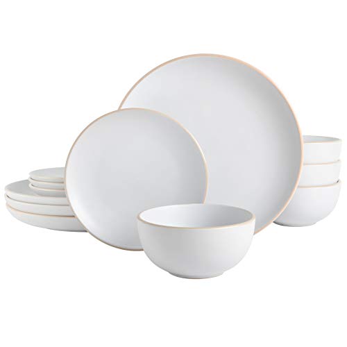 Gibson Home Gibson Home Rockaway 12-Piece White Stoneware Dinnerware Set, Service for 4