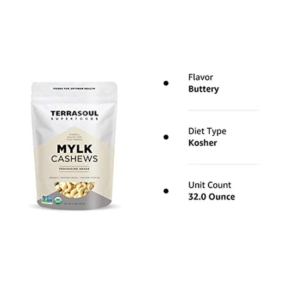 Terrasoul Superfoods Organic Raw Cashews (Mylk Grade) - 2 lbs