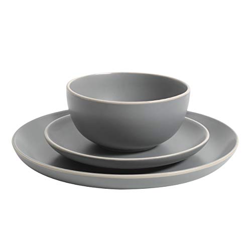 Gibson Gibson Home Rockaway 12-Piece Grey Matte Stoneware Dinnerware Set, Service for 4