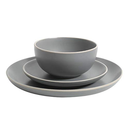 Gibson Gibson Home Rockaway 12-Piece Grey Matte Stoneware Dinnerware Set, Service for 4