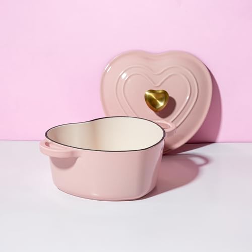 Paris Hilton Pink Heart-Shaped Enameled Cast Iron Dutch Oven - Gourmet Grocery Hub