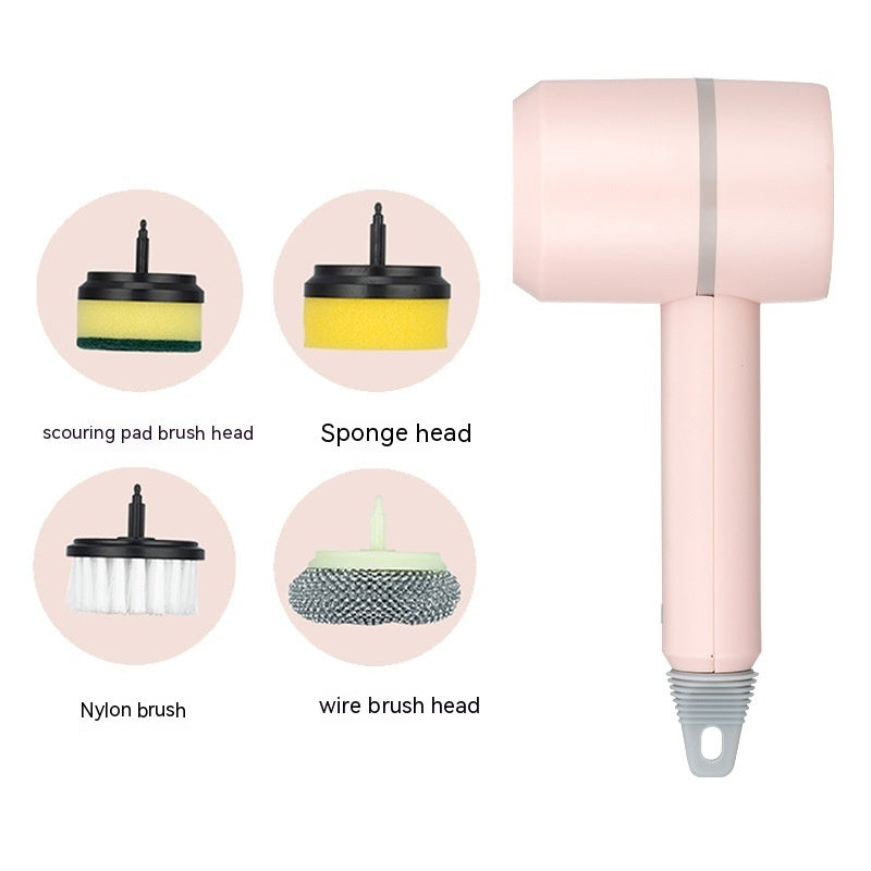 Bauducco Electric Cleaning Brush Dishwashing Brush Automatic Wireless USB Rechargeable Professional Kitchen Bathtub Tile Cleaning Brushes Pink Four headed