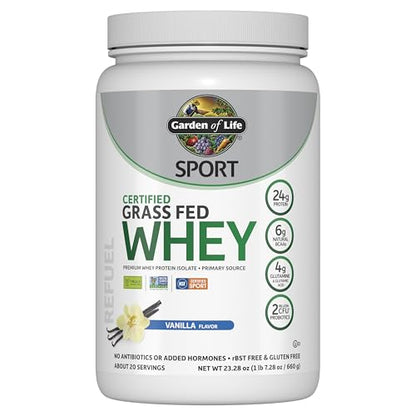 Garden of Life Garden of Life SPORT Vanilla Whey Protein - Grass Fed, Probiotics, 24g Protein, 20 Servings