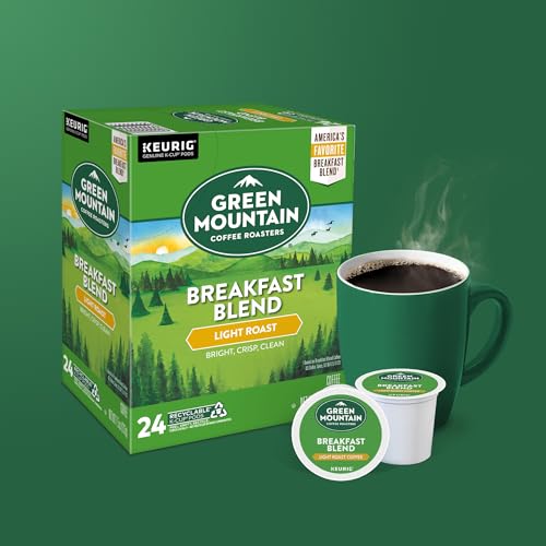 Green Mountain Coffee Roasters Breakfast Blend Single-Serve Keurig K-Cup Pods, Light Roast Coffee, 96 Count (4 Packs of 24)
