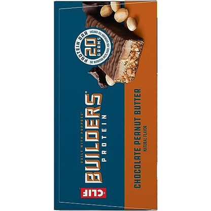 Accpo CLIF Builders - Chocolate Peanut Butter Flavor - Protein Bars - Gluten-Free - Non-GMO - Low Glycemic - 20g Protein - 2.4 oz. (12 Pack)