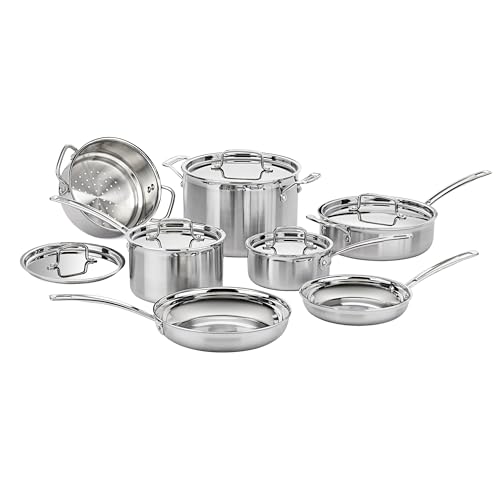 Cuisinart Cuisinart 12 Piece Cookware Set, MultiClad Pro Triple Ply, Silver, MCP-12N