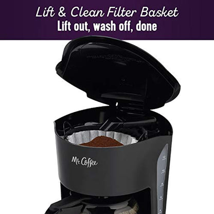 Mr. Coffee Black Coffee Maker, 12 Cups, with Auto Pause and Glass Carafe, Perfect for Home and Office Use