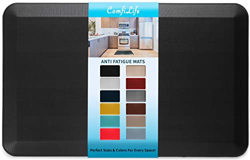 ComfiLife ComfiLife Anti Fatigue Floor Mat – 3/4 Inch Thick Perfect Kitchen Mat, Standing Desk Mat – Comfort at Home, Office, Garage – Durable – Stain Resistant – Non-Slip Bottom (20" x 32", Black)