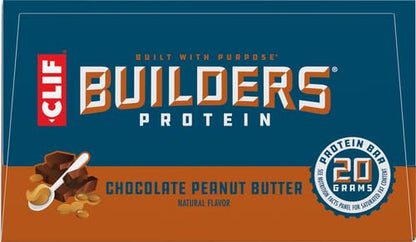 Accpo CLIF Builders - Chocolate Peanut Butter Flavor - Protein Bars - Gluten-Free - Non-GMO - Low Glycemic - 20g Protein - 2.4 oz. (12 Pack)