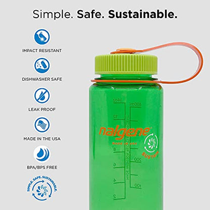 Nalgene Nalgene Sustain Tritan BPA-Free Water Bottle Made with Material Derived from 50% Plastic Waste, 16 OZ, Wide Mouth , Melon Ball Sustain