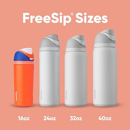 Owala Kids FreeSip Insulated Stainless Steel Water Bottle with Straw, BPA-Free Sports Water Bottle, Great for Travel, 16 oz, Blue Citrus