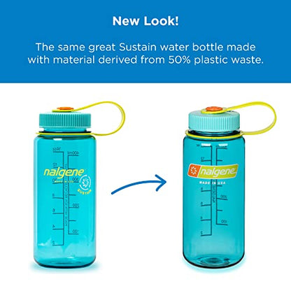 Nalgene Nalgene Sustain Tritan BPA-Free Water Bottle Made with Material Derived from 50% Plastic Waste, 16 OZ, Wide Mouth , Melon Ball Sustain