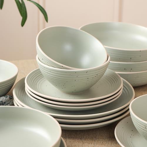 Stone Lain Stone Lain Lauren 16-Piece Green Stoneware Dinnerware Set for 4