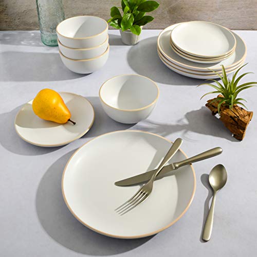 Gibson Home Gibson Home Rockaway 12-Piece White Stoneware Dinnerware Set, Service for 4