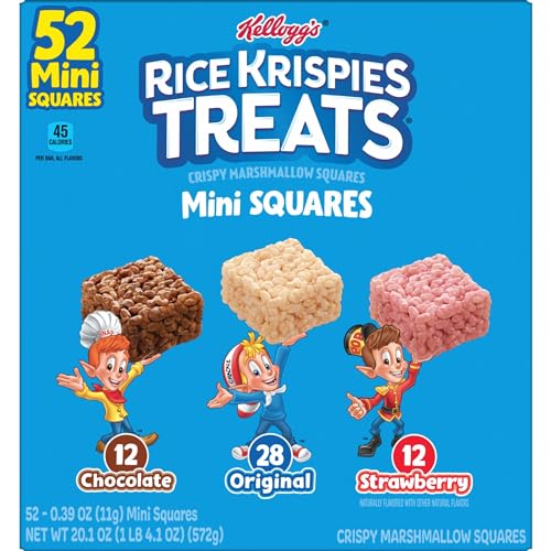 Rice Krispies Treats Mini Squares, Kids Snacks, Lunch Snacks, Variety Pack, 20.1oz Box (52 Bars)