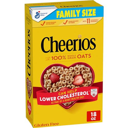 Cheerios Cereal, Limited Edition Happy Heart Shapes, Heart Healthy Cereal With Whole Grain Oats, Family Size, 18 oz