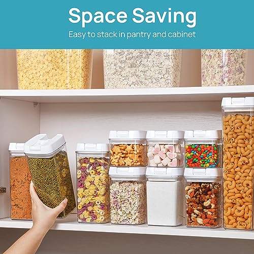 Vtopmart Airtight Food Storage Containers, 7 Pieces BPA Free Plastic Cereal Containers with Easy Lock Lids, White