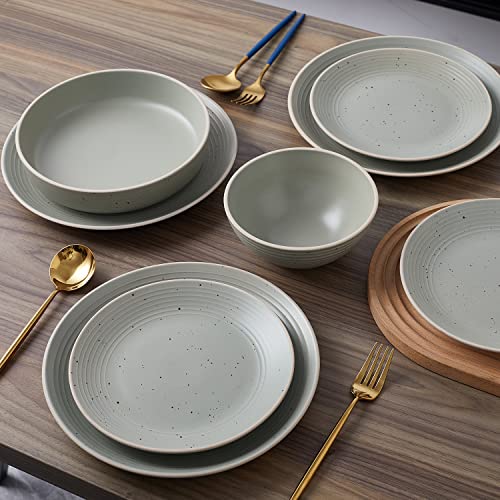 Stone Lain Stone Lain Lauren 16-Piece Green Stoneware Dinnerware Set for 4