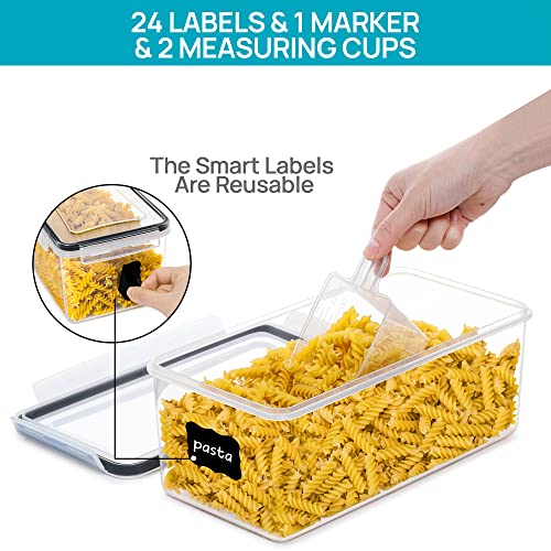 Vtopmart Airtight Food Storage Containers with Lids 4PCS Set 3.2L, Plastic Spaghetti Container for Pasta Organizer, BPA-Free Air Tight Kitchen Pantry Organization