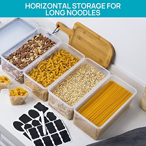 Vtopmart Airtight Food Storage Containers with Lids 4PCS Set 3.2L, Plastic Spaghetti Container for Pasta Organizer, BPA-Free Air Tight Kitchen Pantry Organization
