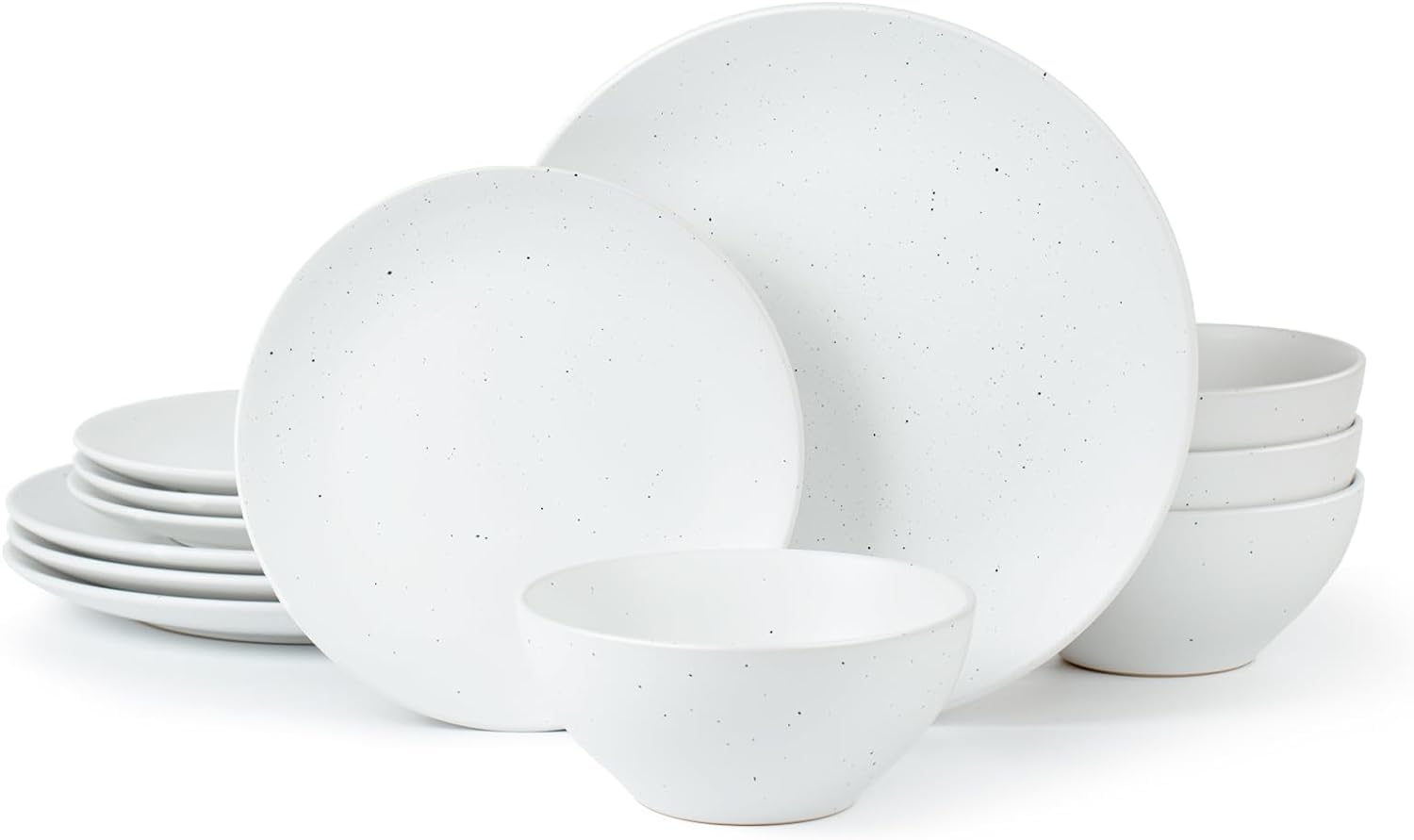 famiware Famiware Moon Dinnerware Set for 4, 12-Piece Stoneware Plates and Bowls Set