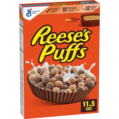 Reese's Puffs, Chocolatey Peanut Butter Cereal, 11.5 OZ Box