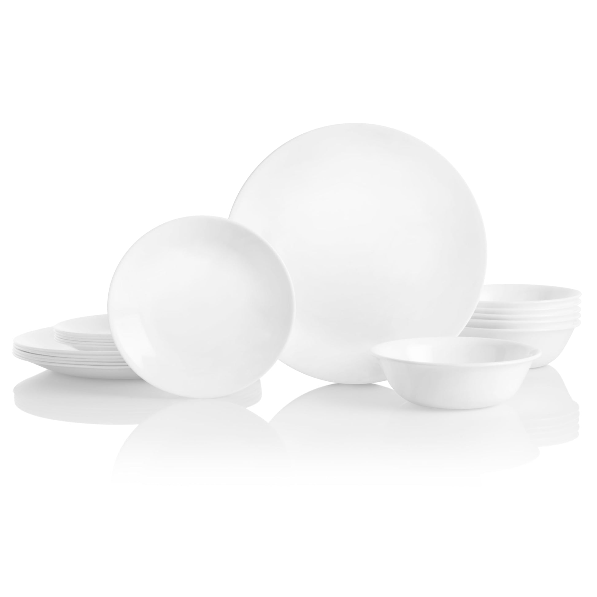 Corelle Corelle Vitrelle 18-Piece Dinnerware Set, Service for 6, Winter Frost White