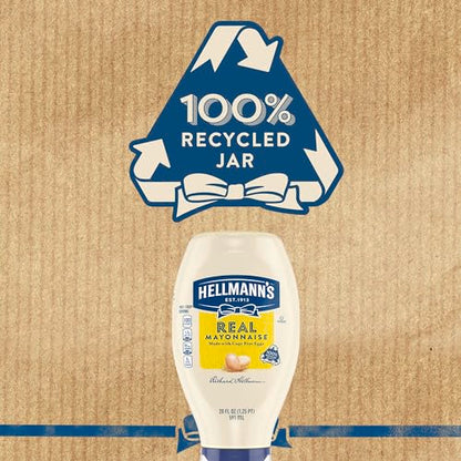 Hellmann's Real Mayonnaise Real Mayo Squeeze Bottle For a Rich Creamy Condiment Gluten Free, Made With 100% Cage-Free Eggs 20 oz