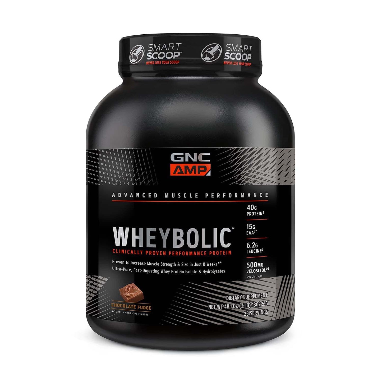 GNC AMP Wheybolic | Targeted Muscle Building and Workout Support Formula | Chocolate Fudge | 25 Servings