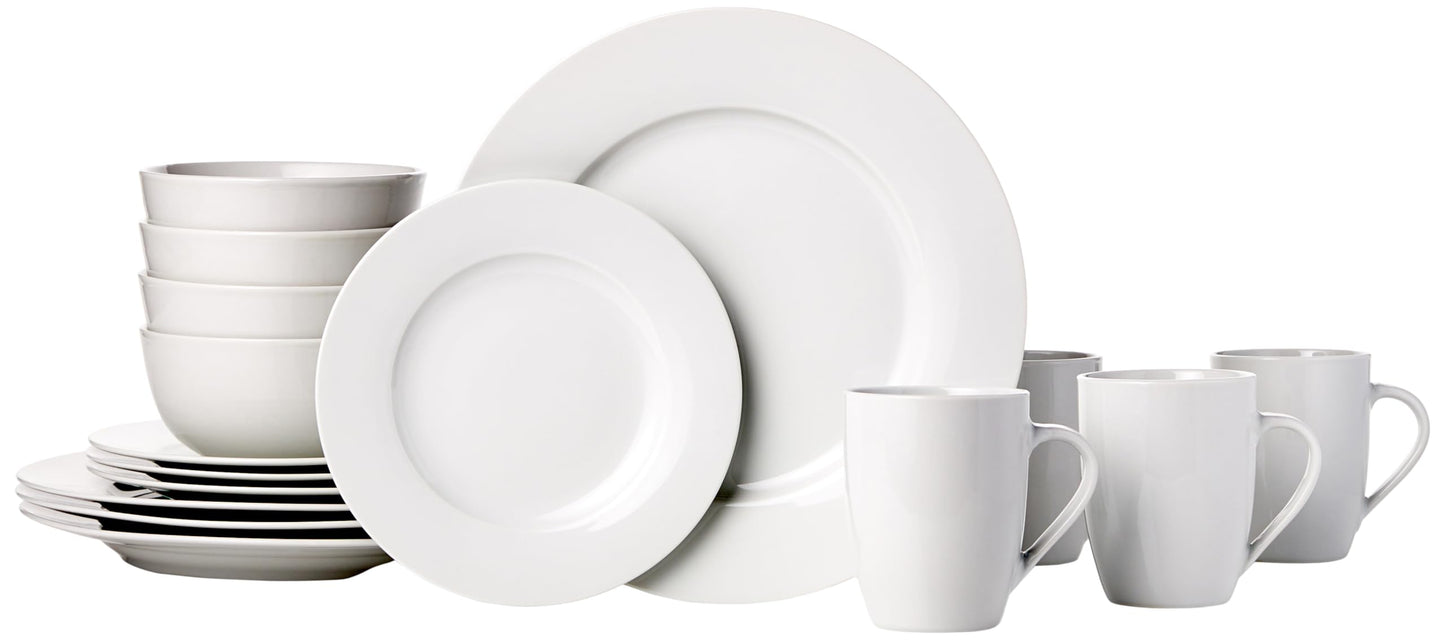 Amazon Basics Amazon Basics 16-Piece Porcelain Kitchen Dinnerware Set with Plates