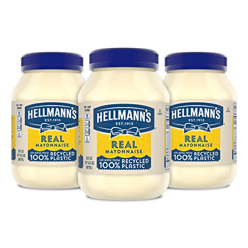 Hellmann's Real Mayonnaise, Gluten Free, Made with 100% Cage-Free Eggs, 30 Fl Oz, Pack of 3
