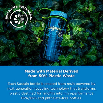 Nalgene Nalgene Sustain Tritan BPA-Free Water Bottle Made with Material Derived from 50% Plastic Waste, 16 OZ, Wide Mouth , Melon Ball Sustain