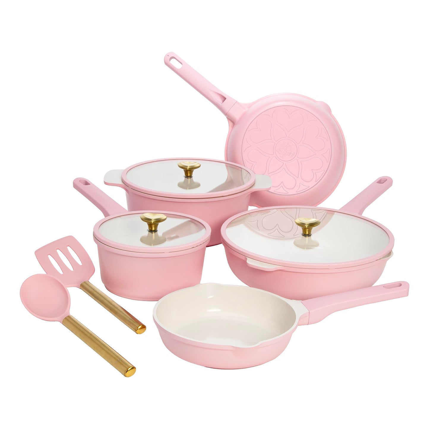 Paris Hilton 10-Piece Ceramic Nonstick Cookware Set in Pink