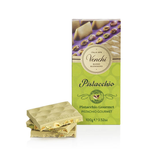 Venchi Venchi - Pistachio Gourmet Chocolate Bar - White Chocolate and Pistachio Paste Cream Bar, 3.53 oz - Gluten Free