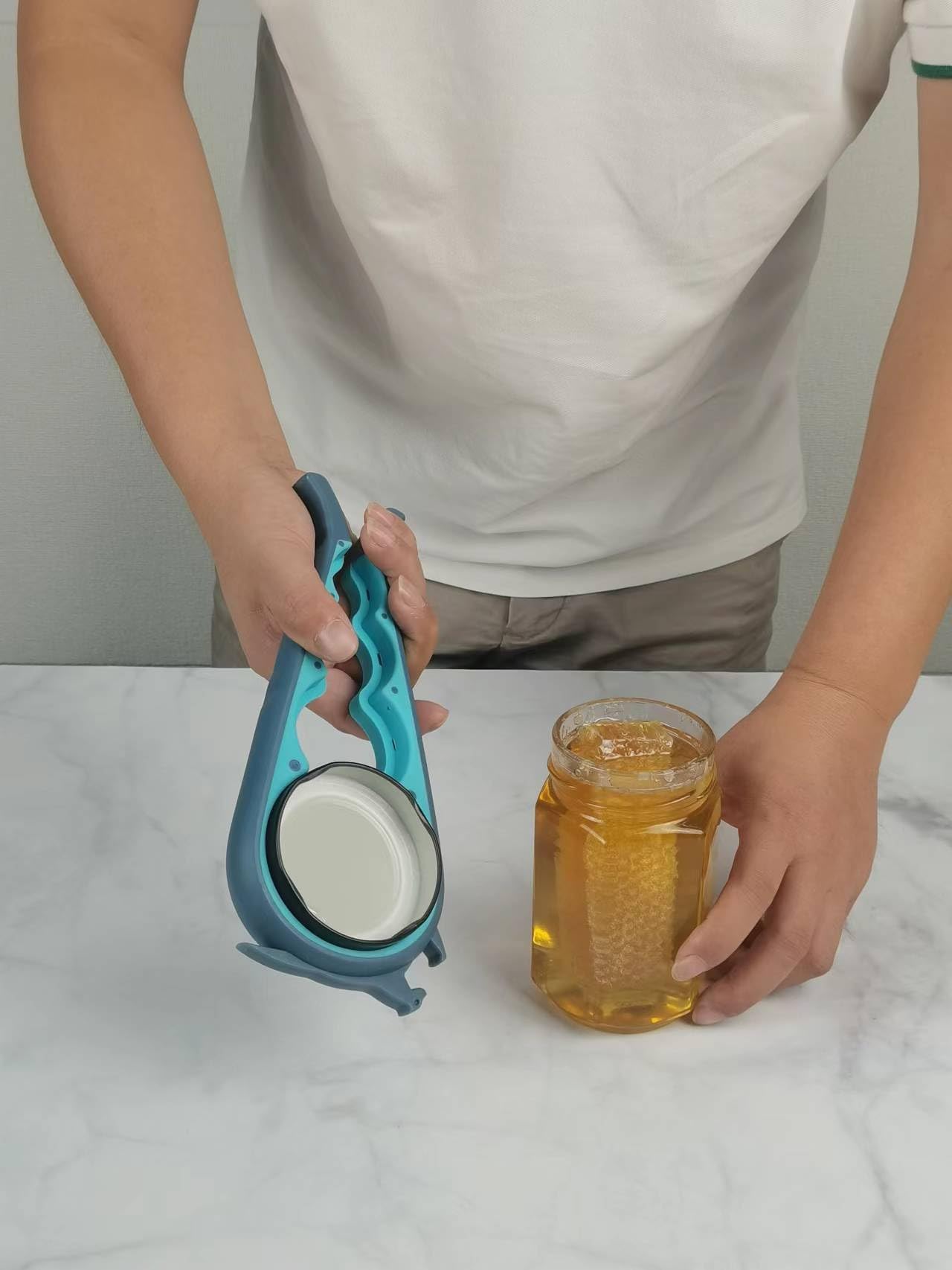 Otstar Otstar Multi-Functional Jar and Bottle Opener for Weak Hands, Seniors, and Arthritis - Blue and Grey