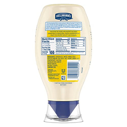 Hellmann's Real Mayonnaise Squeeze Bottle 3 Count a Rich Creamy Condiment Gluten Free, Made With 100% Cage-Free Eggs 20 oz