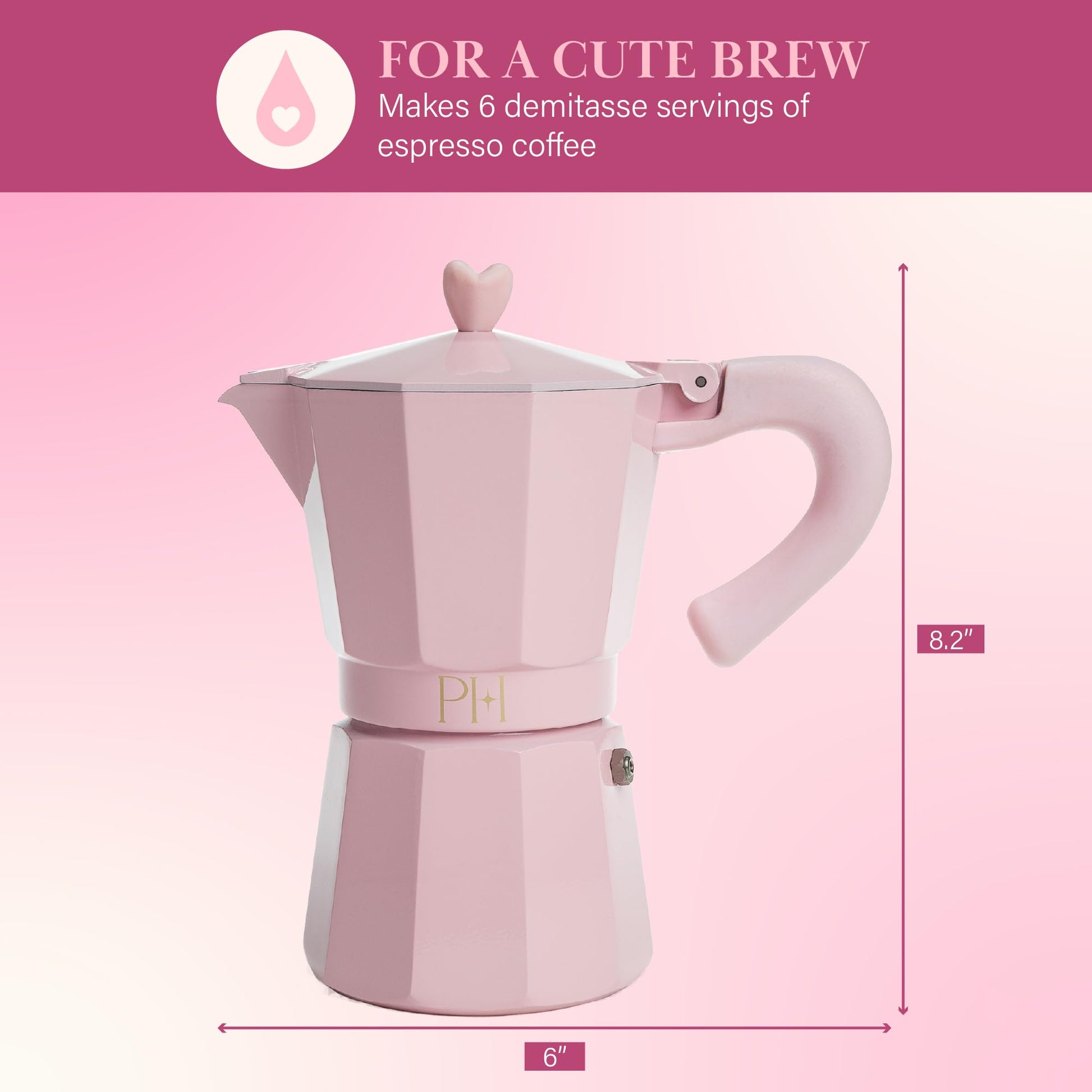 Paris Hilton 6-Cup Stovetop Espresso Maker - Pink - Gourmet Grocery Hub