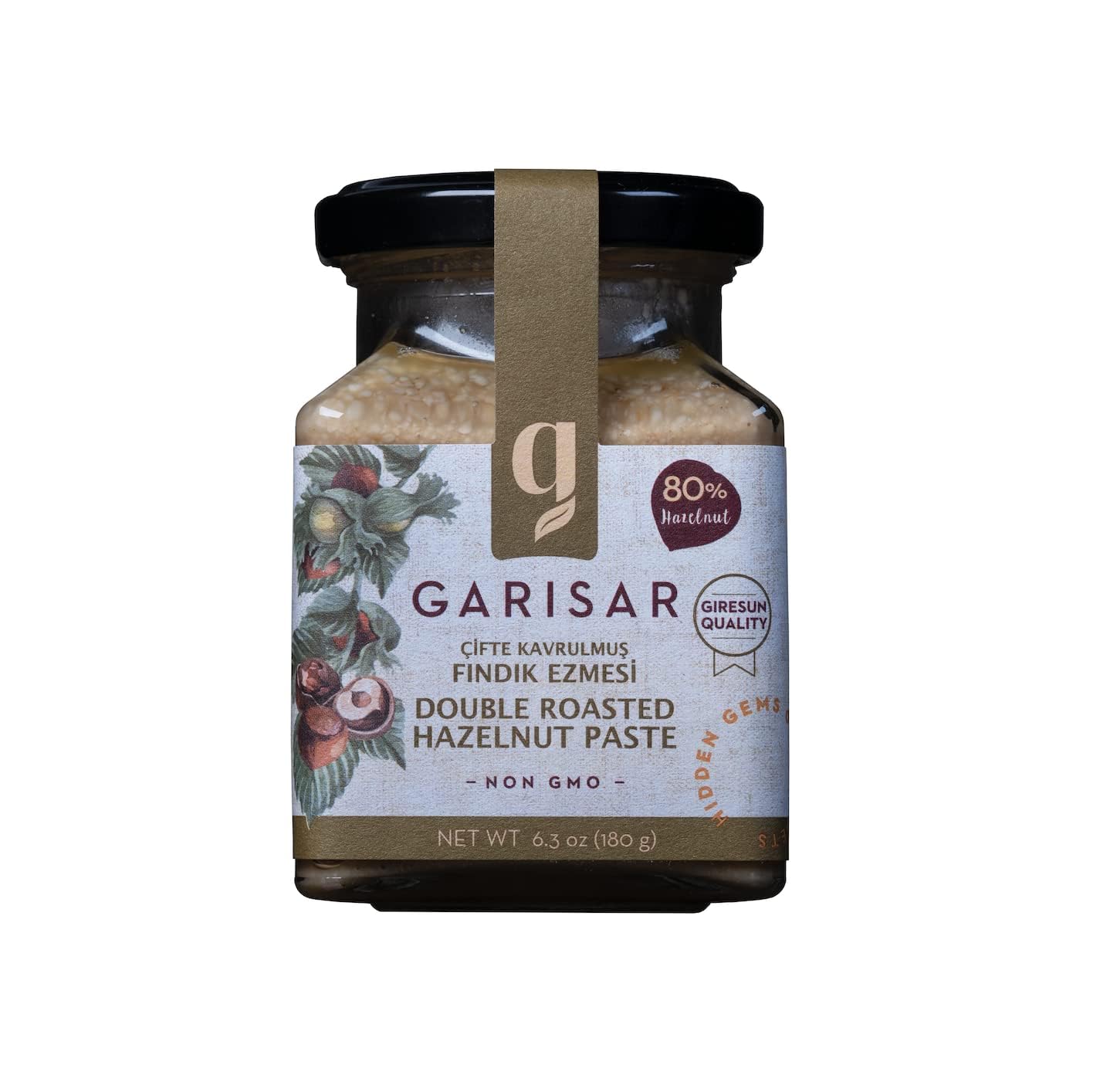 GARISAR Garisar Double Roasted Hazelnut Paste 80% Natural Hazelnut - Non-GMO, No Additives - 6.03 oz