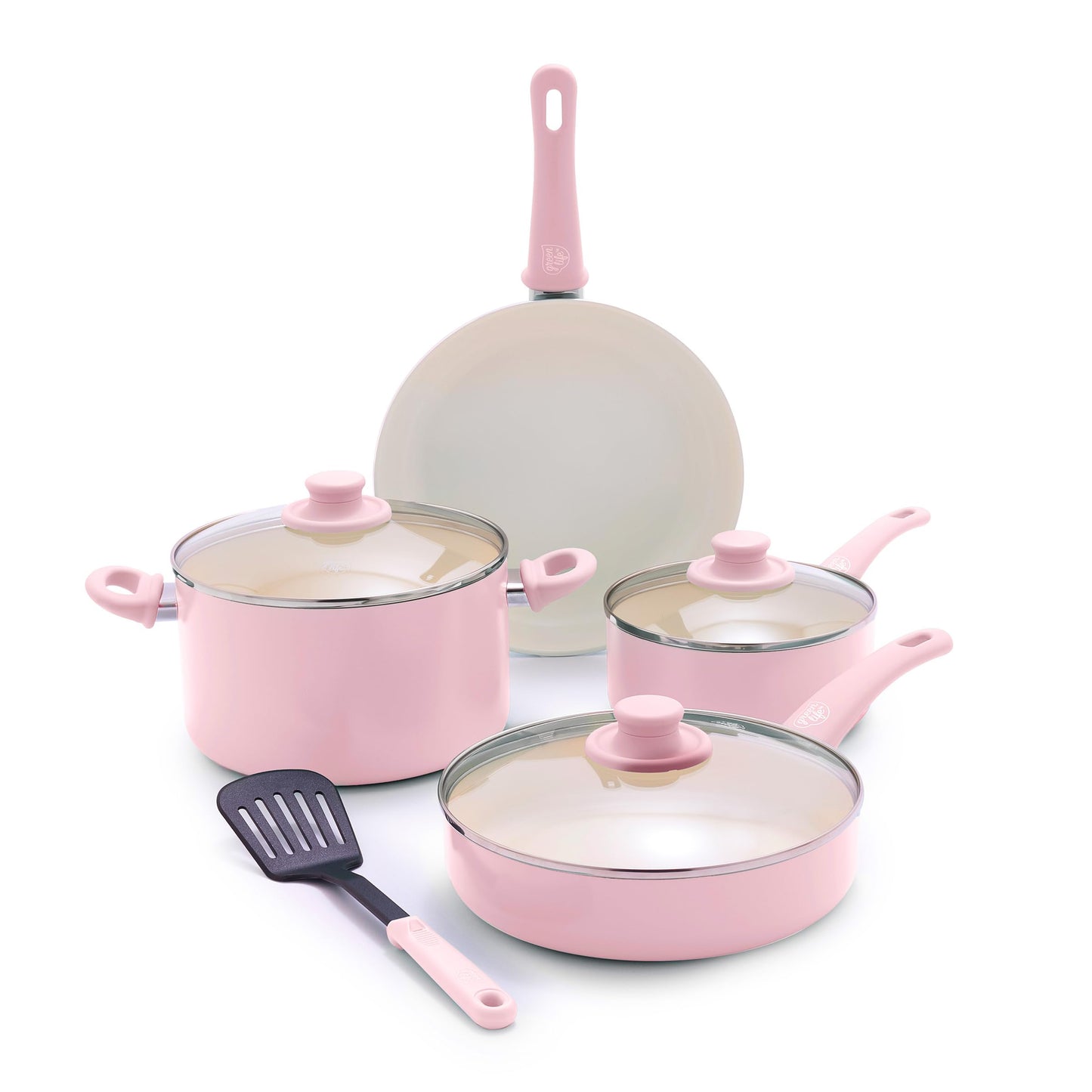 GreenLife Soft Grip 8-Piece Non-Toxic Cookware Set - Soft Pink