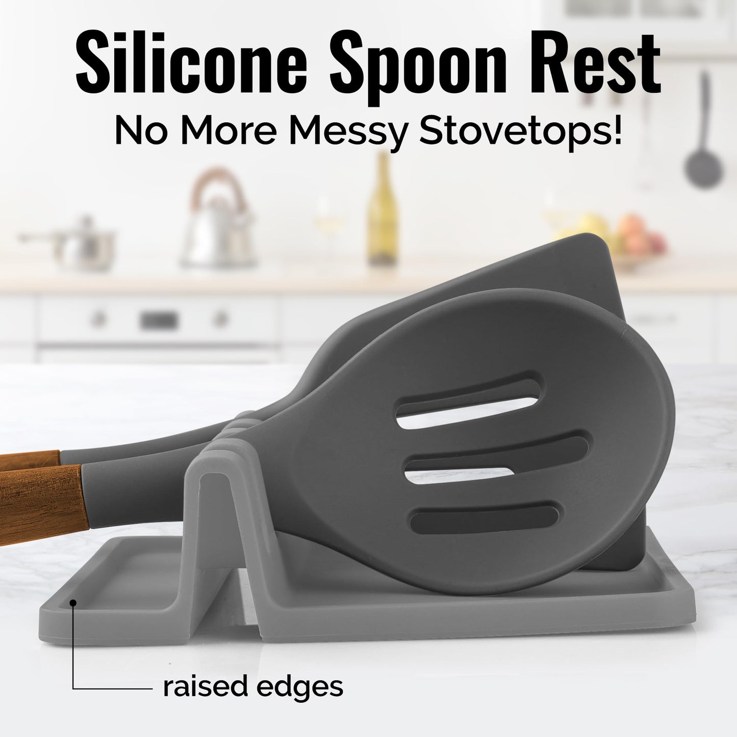 Zulay Kitchen Silicone Utensil Rest - BPA-Free, Durable Spoon Rest with Drip Pad - Heat-Resistant Spoon Rest for Stove Top - Spoon Rest for Kitchen Counter - Kitchen Gadgets & Kitchen Utensils Holder