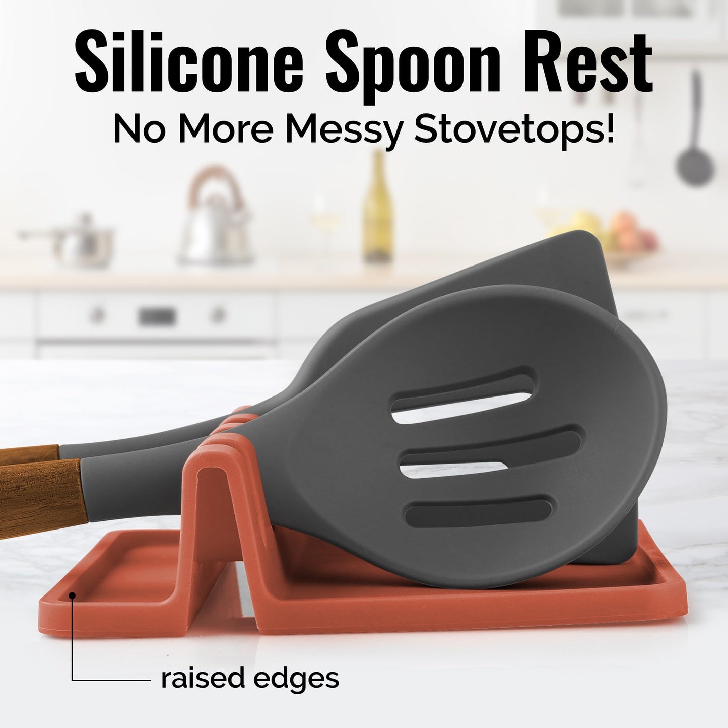 Zulay Kitchen Silicone Utensil Rest with Drip Pad for Multiple Utensils - BPA-Free, Heat-Resistant Spoon Rest & Spoon Holder for Stove Top - Kitchen Utensil Holder for Ladles & Tongs - Canyon Rose