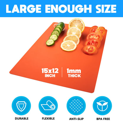 5 Pieces Flexible Cutting Boards, BPA Free Plastic Cutting Boards for Kitchen, Non Slip Cutting Mat for Meat and Vegetables